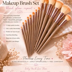 Thirteen-piece makeup brush set included in the Queen Bee Box